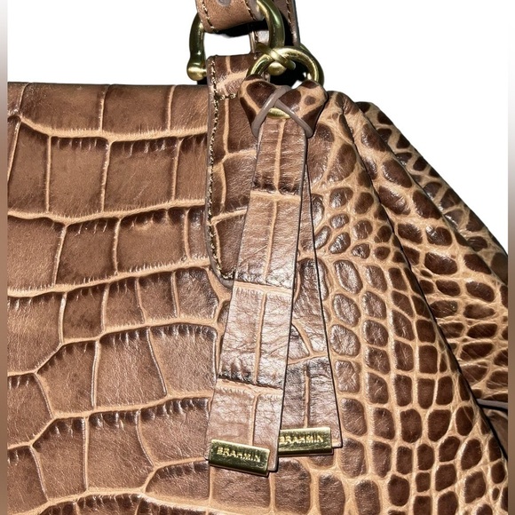 Brahmin Delaney Taupe Savannah Leather Shoulder Bag Crossbody Tote NWOT - Picture 11 of 14